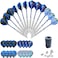 Professional Steel Tip Darts Set 22 grams 12 Pcs Stainless Needle Tipped Dart For Dart Board Blue Aluminum Shafts16 holographic Standard Flights 20 Garms Metal Barrels and Dart Sharpener