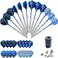 Professional Steel Tip Darts Set 22 grams 12 Pcs Stainless Needle Tipped Dart For Dart Board Blue Aluminum Shafts16 holographic Standard Flights 20 Garms Metal Barrels and Dart Sharpener