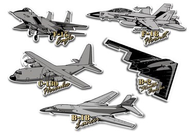 US Military Plane Magnet Set by Classic Magnets 5Piece Set Collectible Souvenirs Made in The USA