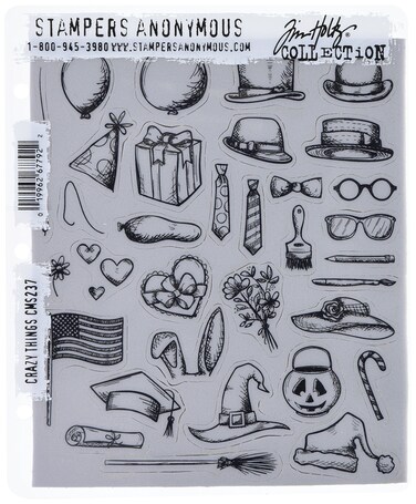 Stampers Anonymous Tim Holtz Cling Stamps 7X85 Crazy Things