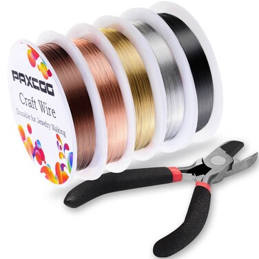 Paxcoo 5Pcs Jewelry Beading Wire with Cutting Pliers for Jewelry Making Supplies and Jewelry Repair