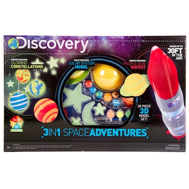 Discovery 3 In 1 Space Adventures by Horizon Group Usa Stem Science Kit Includes 3 Science Fair Experiments Build  Create A Launch Rocket Solar System  Glowing Constellations