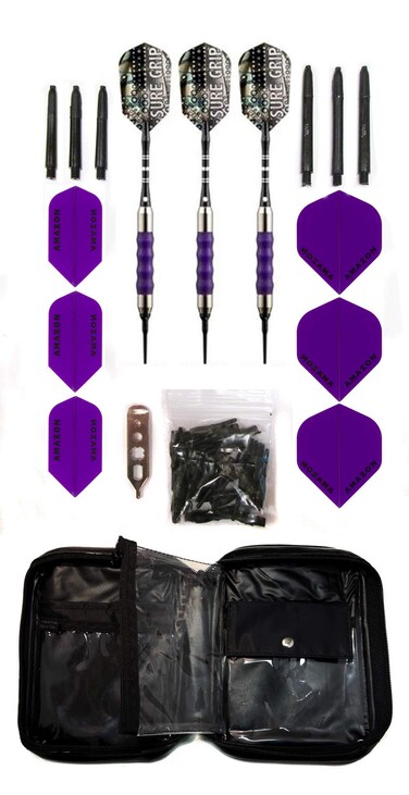 VIPER Sure Grip Soft Tip Darts with Accessory Kit Purple 18 Grams
