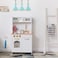 Teamson Kids Little Chef Boston Compact Farmhouse Interactive Wooden Play Kitchen with Sink Oven Microwave and Storage Space for Easy Clean Up White with Gold Finishes