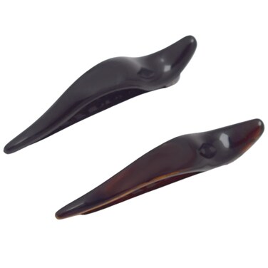 Parcelona French Brill Beak Small Set of 2 Alligator Side Slide Jaw Hair Claw Clips Made in France BlackTortoise Shell