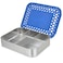 LunchBots Large Cinco Stainless Steel Lunch Container  Five Section Design Holds a Variety of Foods  Metal Bento Box  Dishwasher Safe  Stainless Lid  Blue Dots