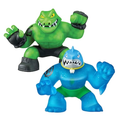 Heroes of Goo Jit Zu  2 Pack of Glow in The Dark Action Figures Thrash Vs Rockjaw