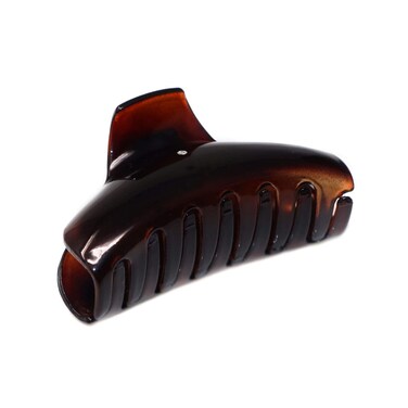 Parcelona French Elegant Medium 2 34 Covered Spring Celluloid Acetate Jaw Hair Claw Clip Non Slip Women Hair Accessories Made in France Tortoise Shell Brown