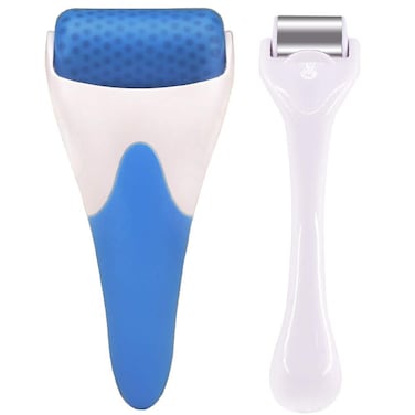 DBlosp Ice Roller 2 Ice Rollers Set Face Body Massage Stainless Steel WheelABS Wheel Prevent Wrinkles Anti Aging for Face  Eye Wrinkle PuffinessMigrainePain Relief and Minor InjuryBlue
