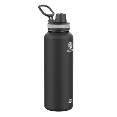 Takeya Originals 40 oz Vacuum Insulated Stainless Steel Water Bottle with Straw Lid Black