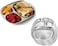 IndiaBIgShop 100 Stainless Steel 3 Sections Divided Oval Dining Plate Steel Plates Suction Plates Pav Bhaji Plates Plates for ss mess tray  Breakfast Plates  Set of 4  28 cm