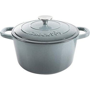 Crock Pot Artisan 5 Quart Enameled Cast Iron Round Dutch Oven Slate Gray