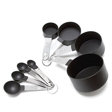 Cooks Corner 8PC Measuring Cups and Spoons Set Black