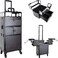 SunRise 2in1 Rolling Makeup Case Professional Nail Travel Organizer Box Black Matte 22 Pound
