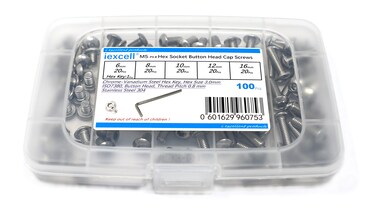 iExcell 100 Pcs M5 x 68101216 Stainless Steel 304 Hex Socket Button Head Cap Screws Bolts Assortment Kit