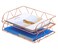 PAG 2 Packs Desktop File Organizer Metal Stackable Horizontal Letter Tray Paper Holder Rack Rose Gold