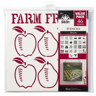 FolkArt Die Cut Paper Farm Life Stencil Value Pack 12 x 12Inch Pack of 26 12 x 12