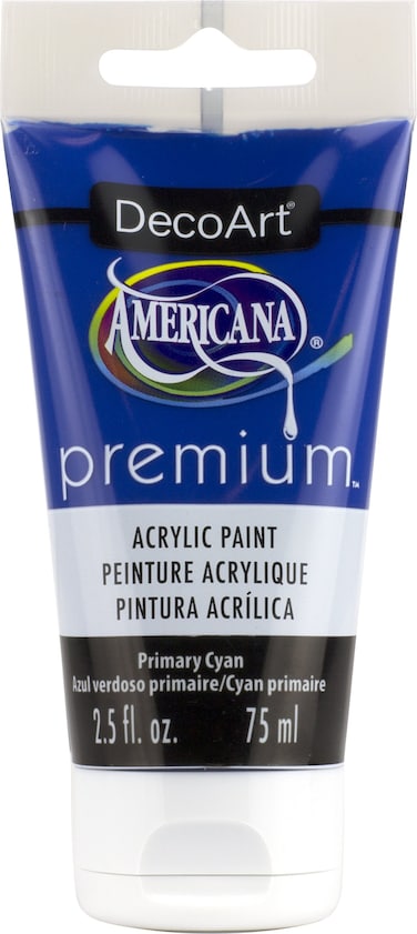 Deco Art Primary Cyan Americana Premium Acrylic Paint Tube 25oz