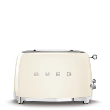 SMEG 2 Slice Toaster with 6 Presets and Defrost Function and Removable Crumb Tray Cream