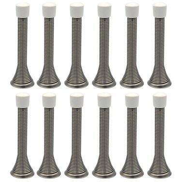 Buthneil 318 Satin Nickel Finish Spring Wall Door Stop with Rubber Bumper  12 Pack