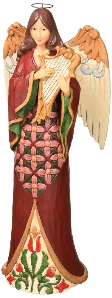 Enesco Jim Shore Heartwood Creek Tall Angel with Harp Multicolor