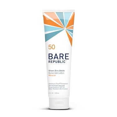 Bare Republic Sport Mineral Sunscreen SPF 50 Sunblock Body Lotion Free of Chemical Actives Vanilla Coco Scent 5 Fl Oz