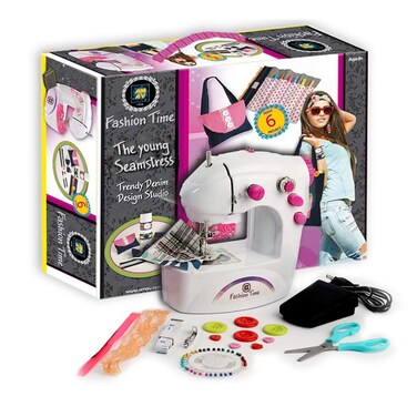 AMAV Fashion Time The Little Seamstress Denim Creations Craft Educational Sewing Kit  DIY Make Your Own Fashion Sewing Machine Set for Girls