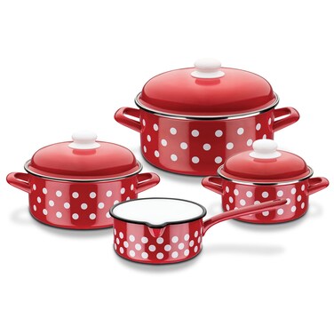 Buy GSW Stahlwaren GmbH 7 Piece Enamel Cookware Set Red 30 x 30 x 30 cm 7 Count Online
