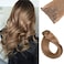 Clip in Human Hair Extensions 7A Grade 70 Gram 7 Pieces Silky Straight Weft Golden Brown Remy Hair Extensions Clip in Real Hair Seamless Clip on Extensions for Women 15 Inch
