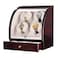 CHIYODA Watch Winder For 4 Watches  3 Storage Qiuet MABUCHI Motors LCD Display  Control Screen Brown01