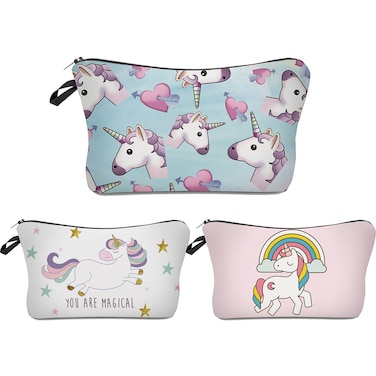 Deanfun Unicorn Makeup Bag 3pcsset Super Funny 3D Printing women cosmetic bag Multifuncition Pencil Holder HZBTZ4