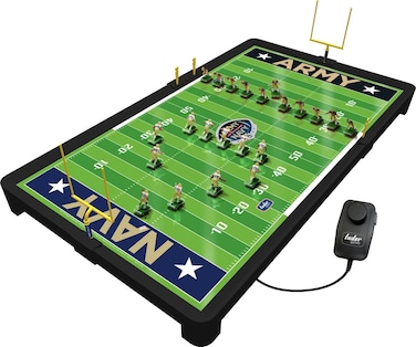 ArmyNavy Electric Football Game by Tudor Games 24 x 13 inch Metal Field with Handheld Remote Control 98 Piece Set with Decals Multicolor