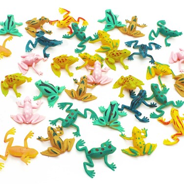 MICHLEY 25 Pieces Realistic Plastic Frog Toy Rubber Frog Love Rainforest Character Toy for Toddlers
