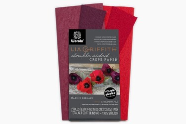Lia Griffith Extra Fine Crepe Double Sided Paper4 Colours per Pack Sangria Aubergine  Cherry Raspberry 50 x 200cm