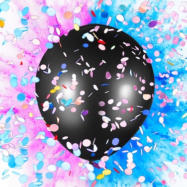 PROLOSO Jumbo 36 Baby Gender Reveal Powder Balloons and Confetti Tricked Pack for Baby Shower  Come with Pink Blue Powder and Pink Blue Multicolored Confetti