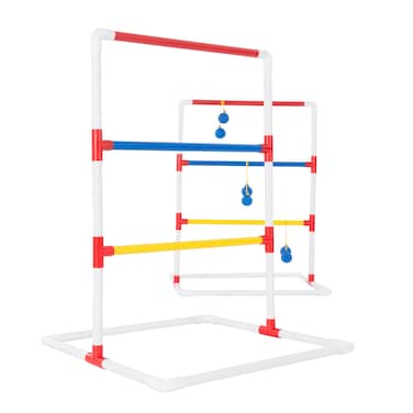 Hey Play Ladder Toss Outdoor Game Two PVC Game Sets with 6 Bolas and Carrying Case for Kids and Adults