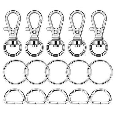 Paxcoo 150 Pcs Key Chain Hooks with Key Rings and D Rings Bulk for Lanyard Supplies Small Size