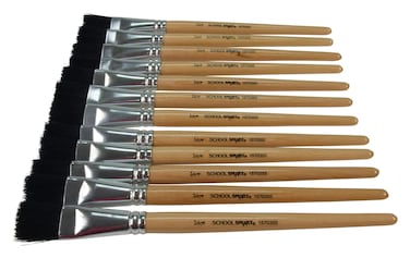 School Smart Black Bristle Short Handle Paint Brush 34 Inch Pack of 12