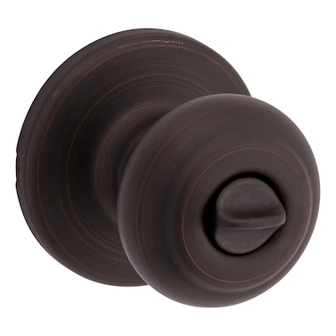 Kwikset Cove Interior Privacy Door Knob with Lock Door Handle For Bathroom and Bedroom Venetian Bronze Keyless Turn Lock Doorknob