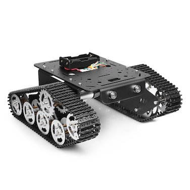 Tracked Robot Smart Car Platform Metal Aluminium Alloy Tank Chassis with Powerful Dual DC 9V Motor for Arduino Raspberry Pi DIY STEM Education Easy Assembly 110x98x45inch 3Lb Assembled