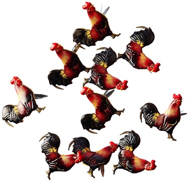 EYELET OUTLET Rooster Shape Brads 12Pkg