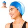 Boldfit Swimming Cap for Men Silicone Swimming Caps for Women Unisex Swimming Cap for Kids Boys  Girls Swimming Cap for Women Long Hair Swimming Head Cap Men Silicone Fabric Easy Fit  WhiteBlue