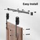 WINSOON 516FT Single Wood Sliding Barn Door Hardware Kit 5FT Basic Black Big Spoke Wheel Roller Garage Closet Carbon Steel Flat Track System 5FT