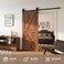 WINSOON 516FT Single Wood Sliding Barn Door Hardware Kit 5FT Basic Black Big Spoke Wheel Roller Garage Closet Carbon Steel Flat Track System 5FT
