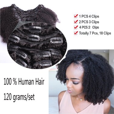 Clip In Human Hair Extensions Brazilian Virgin Hair Afro Kinky Curly Clip in Hair Extensions Natural 4B 4C Kinky Curly Clip Ins 7pcslot120gramset 16inch