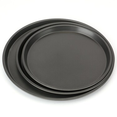 Bekith 3Piece Set Nonstick Pizza Pan Round Premium Bakeware Black