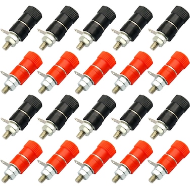 CenryKay 20pcs Terminal Wire Connectors 4mm Banana Socket Kit Terminal Banana Binding Post Connector Jack Plug Mounter for Speaker Audio 10Red  10 Black