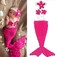 Pinbo Newborn Baby Girls Mermaid Headband Bra Tail Crochet Photography Prop Rose Red