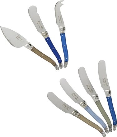 Laguiole 7Piece Cheese Knife Set Blue  Ivory Stainless Steel Cheese Knives Set Cheese Spreader  Butter Knife Spreader Luxurious Cheese Board Utensils  Charcuterie Knife Set for Parties