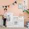 Teamson Kids Little Chef Charlotte Modern Modular Interactive Wooden Play Kitchen with Refrigerator Stove and Sink in White with Gold Finishes